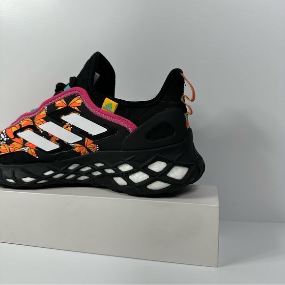 WEB BOOST DAY OF THE DEAD MENS RUNNING SHOE PRIMEKNIT MONARCH BUTTERFLIES ORANGE - Picture 10 of 10
